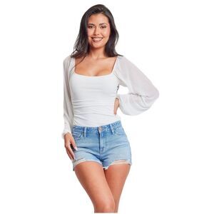 YMI High Rise Festival Denim Shorts, Size 7/Waist 28. NWT!